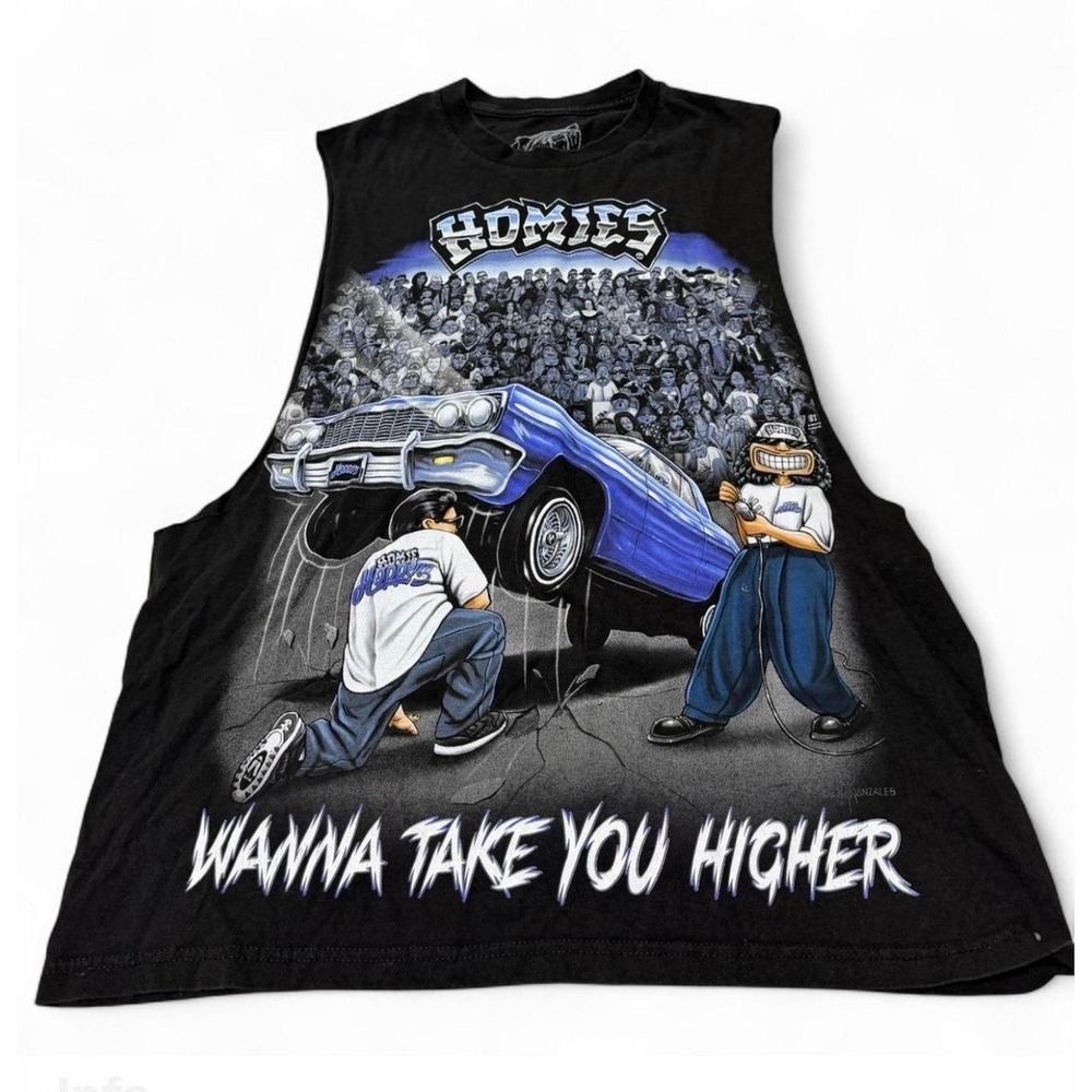 Homies DGA Tees Lowrider Graphic Muscle Tank Shirt Men's Large Black